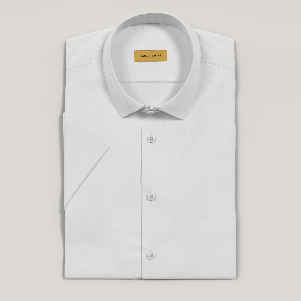 White short-sleeved linen shirt