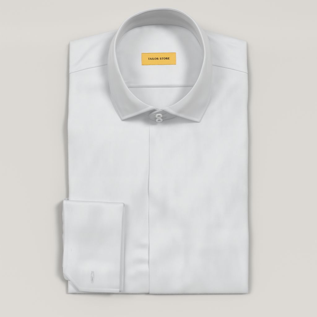 Vit formell skjorta med dold knäppning och franska manschetter
