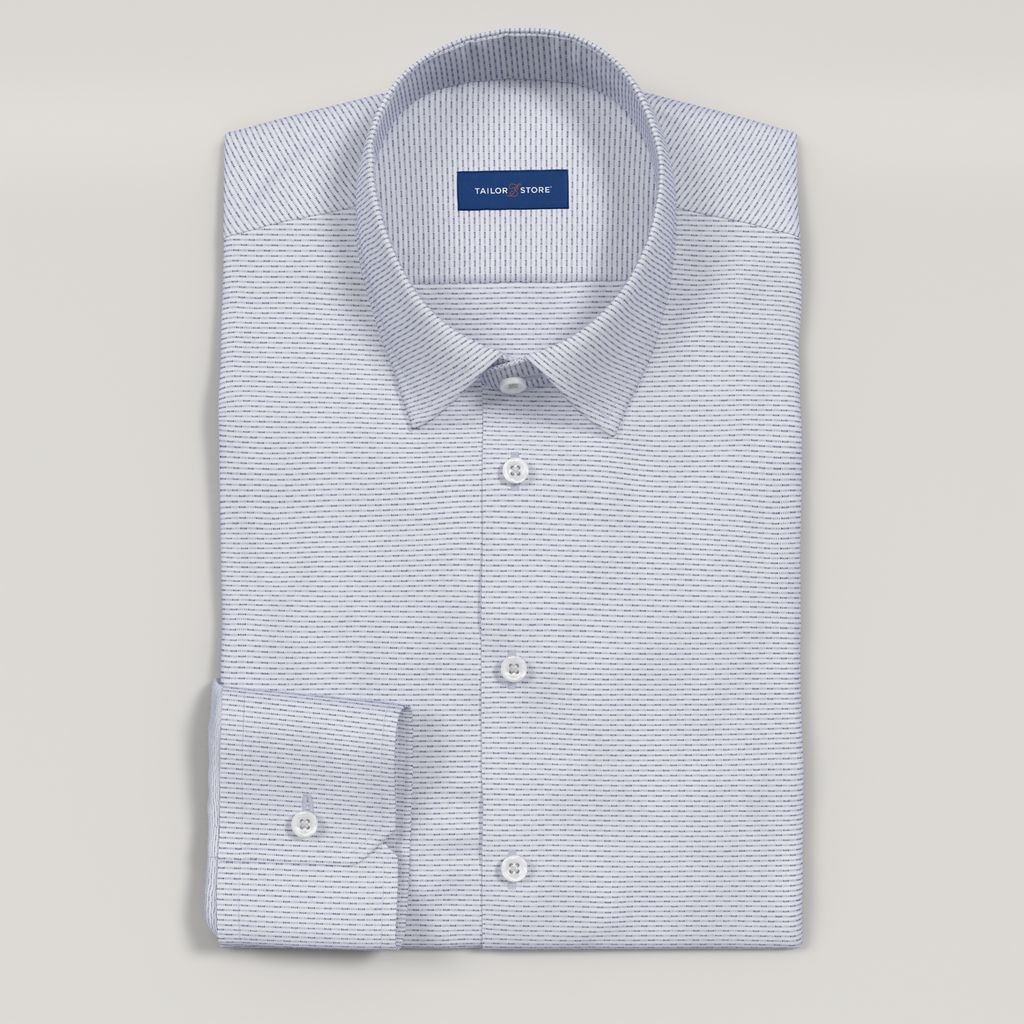 White and blue non-iron business shirt