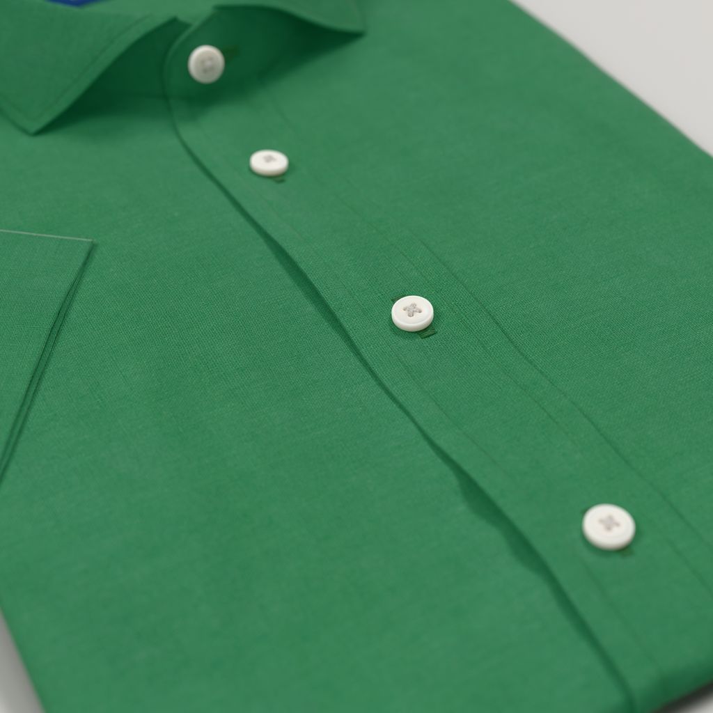 Emerald green short sleeved linen shirt