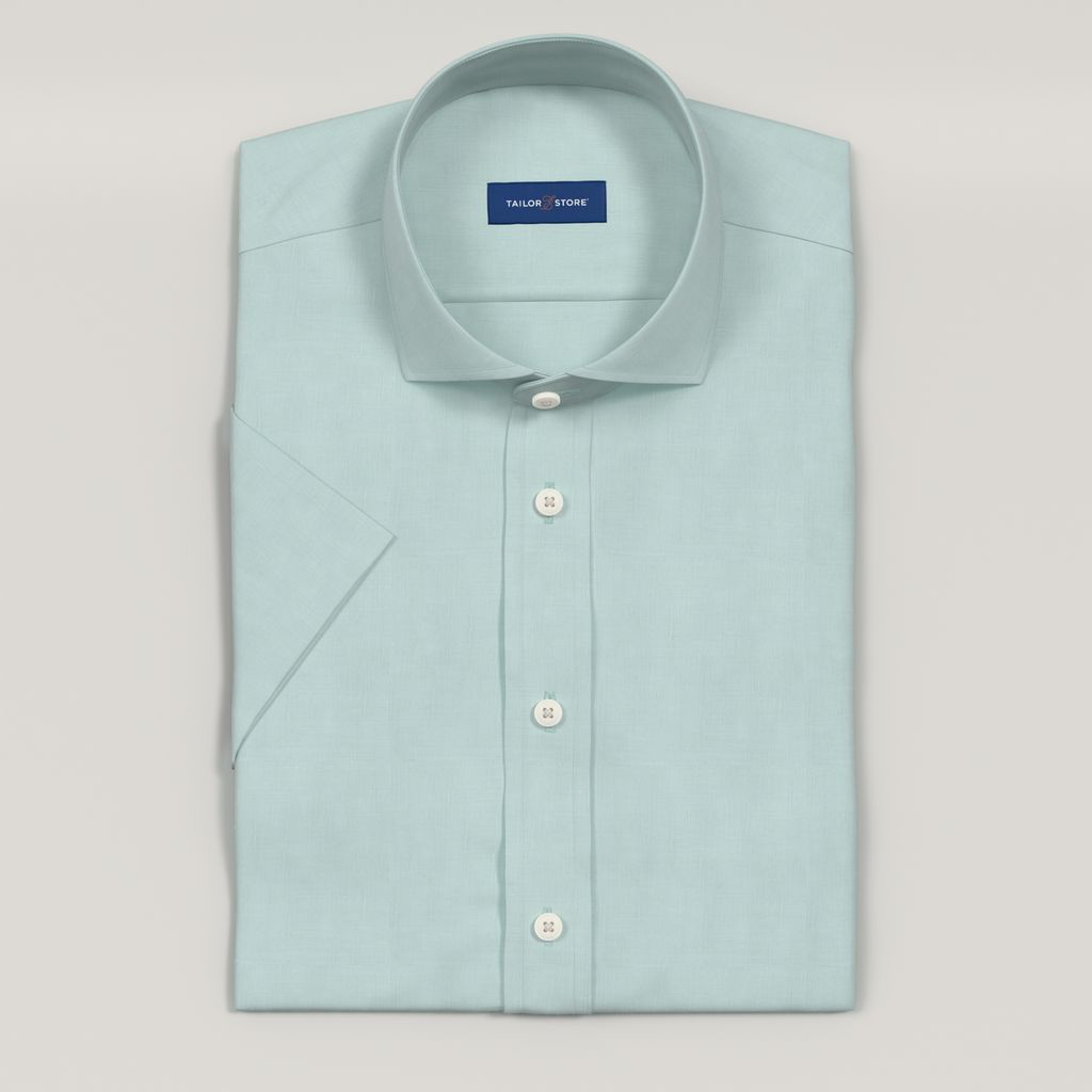 Aqua blue short sleeved linen shirt