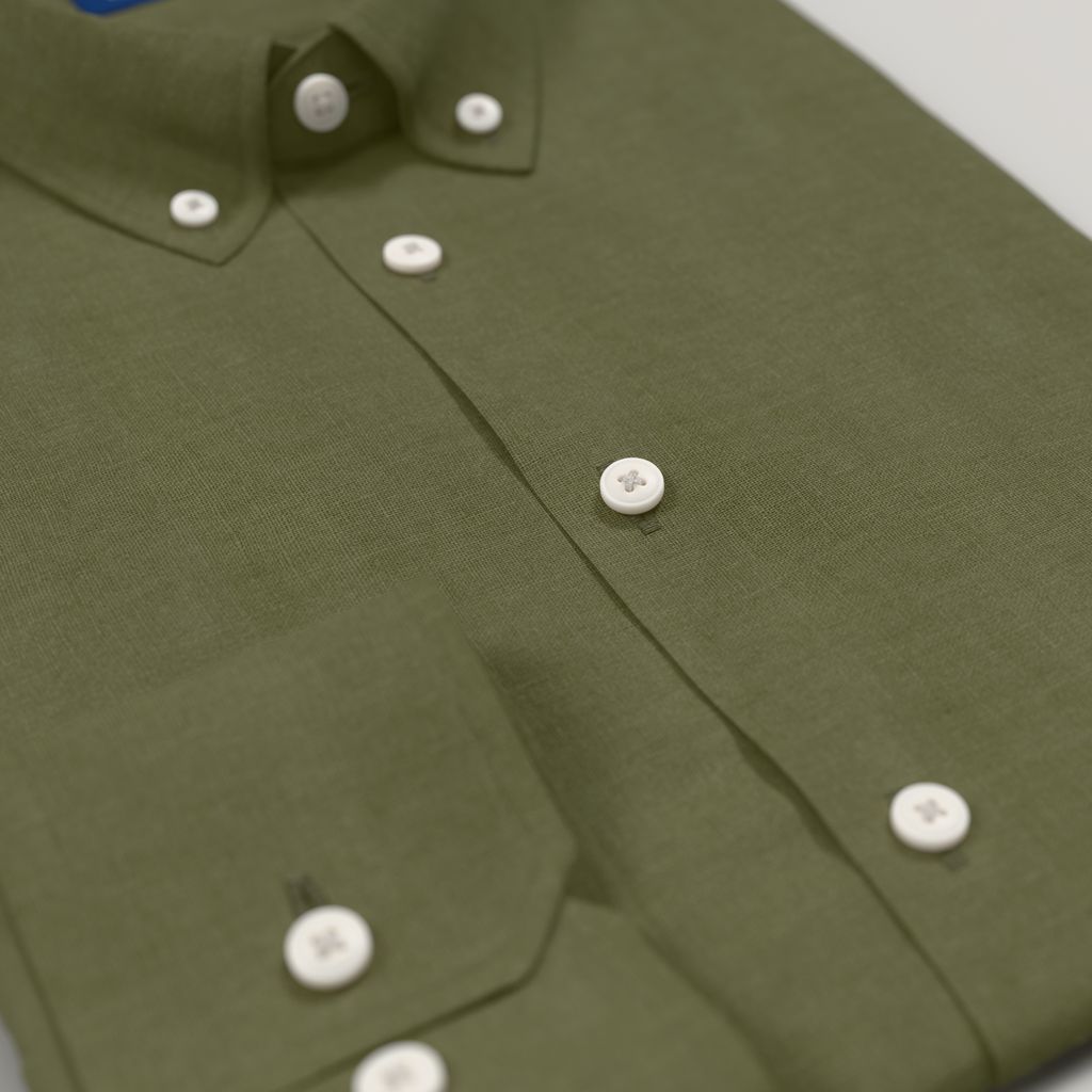 Military green linen shirt