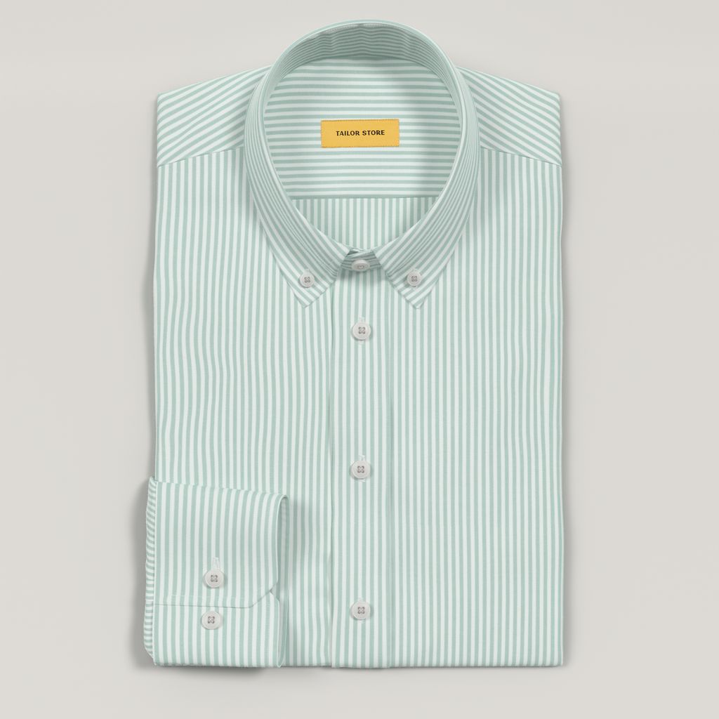 Hellgrün gestreiftes Oxford-Hemd