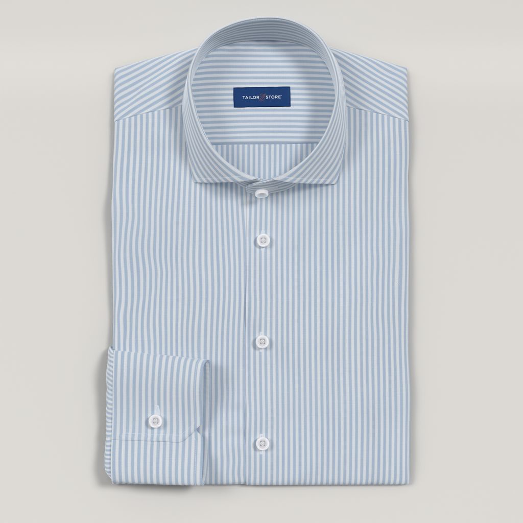 Light blue striped non-iron dress shirt