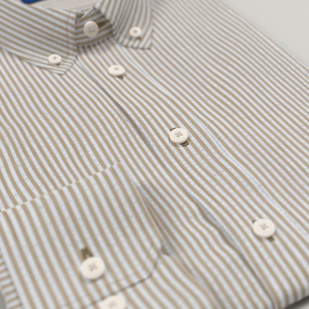 Mustard Striped Seersucker Shirt