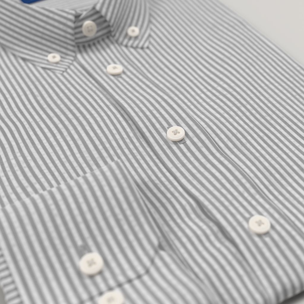 Light Gray Striped Seersucker Shirt