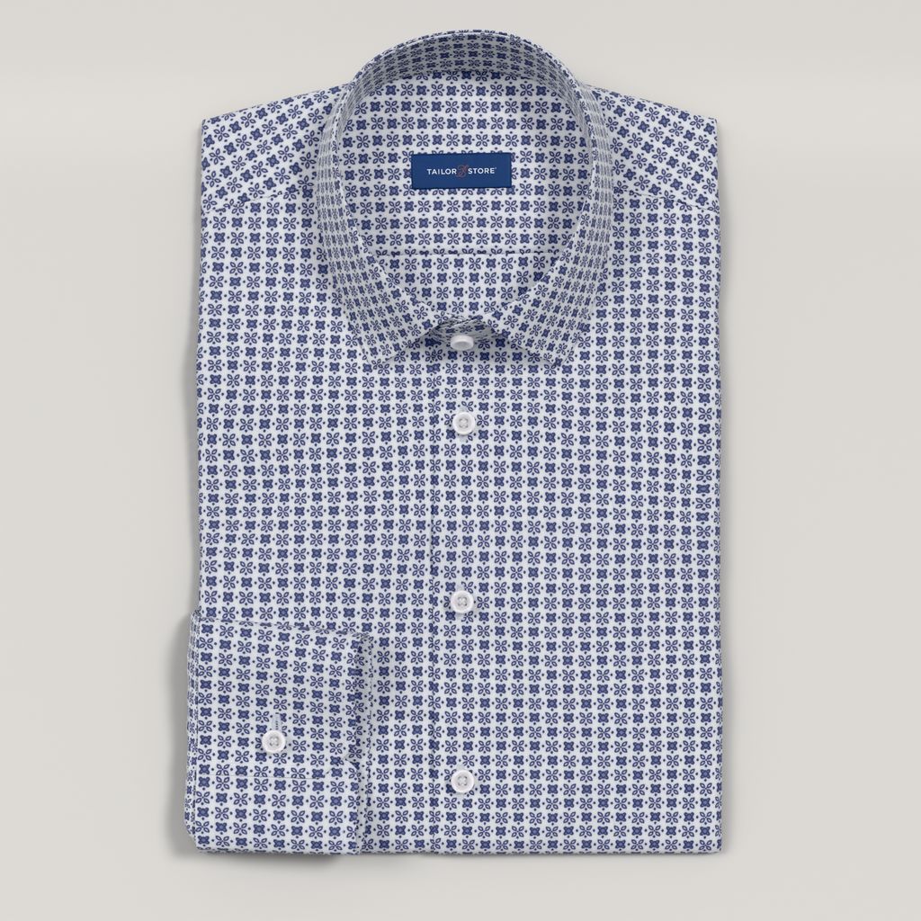Blue Poplin Print Shirt