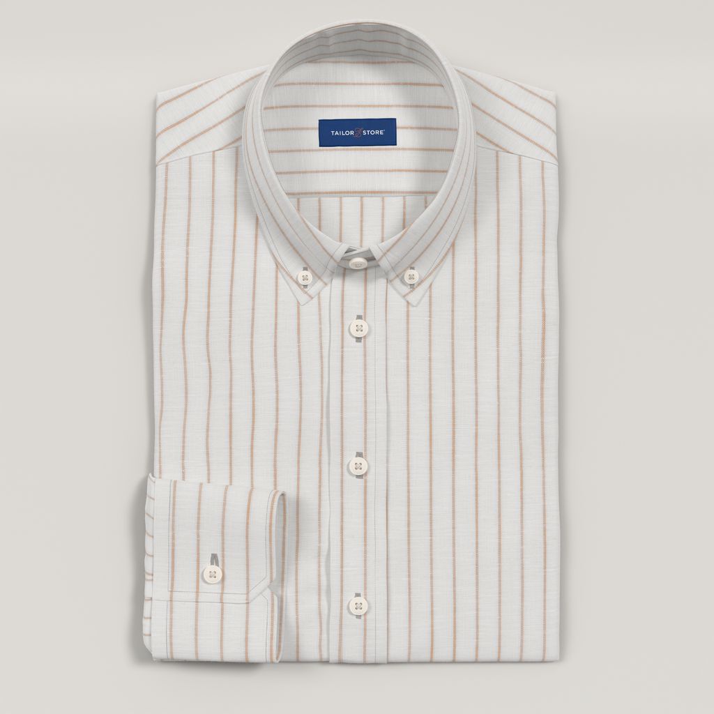 Orange Striped Linen-Blend Shirt