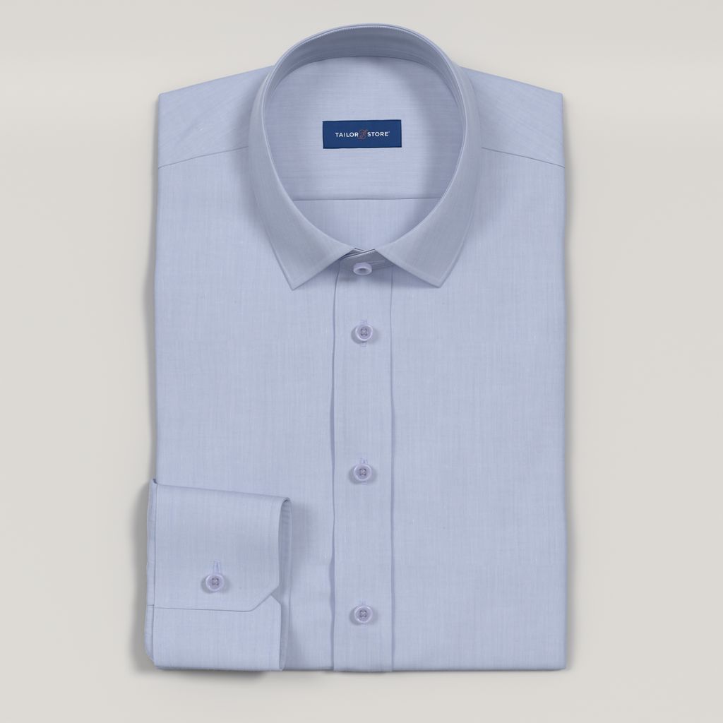 Hellblaues, leicht zu bügelndes Hemd aus Twill