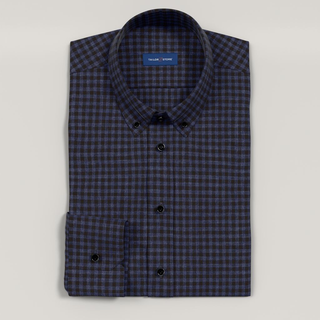 Men’s Custom Blue and Black Gingham Shirt 