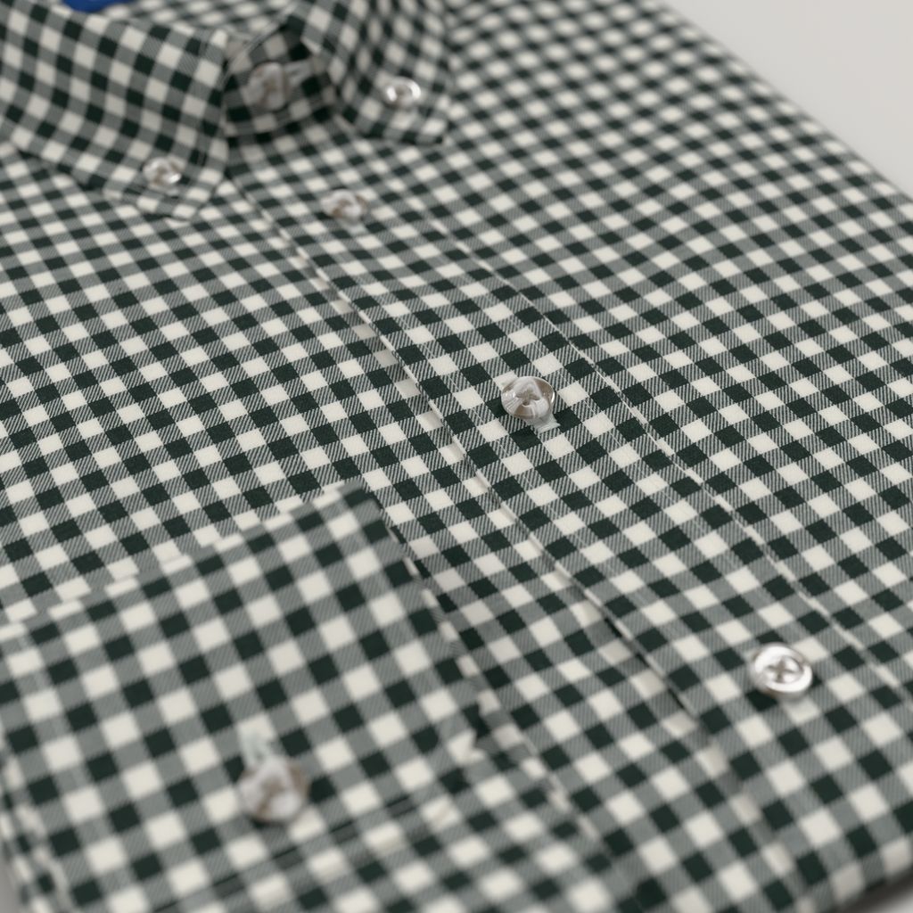 Men’s Custom Green and Ivory Check Shirt