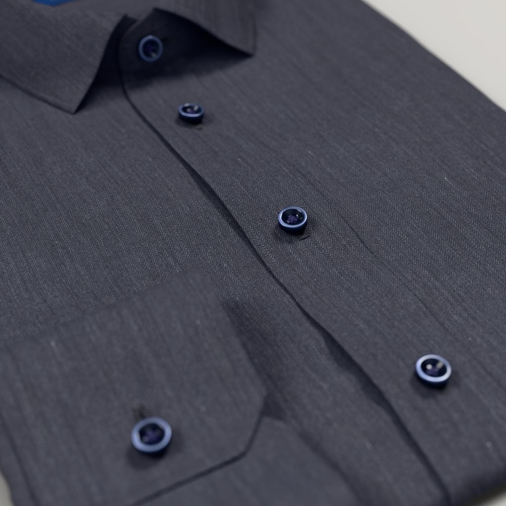 Men’s Custom Navy Herringbone Twill Shirt