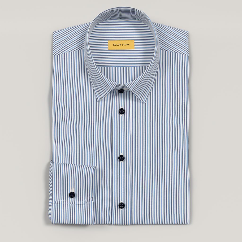 Herrenhemd mit marineblauen Streifen