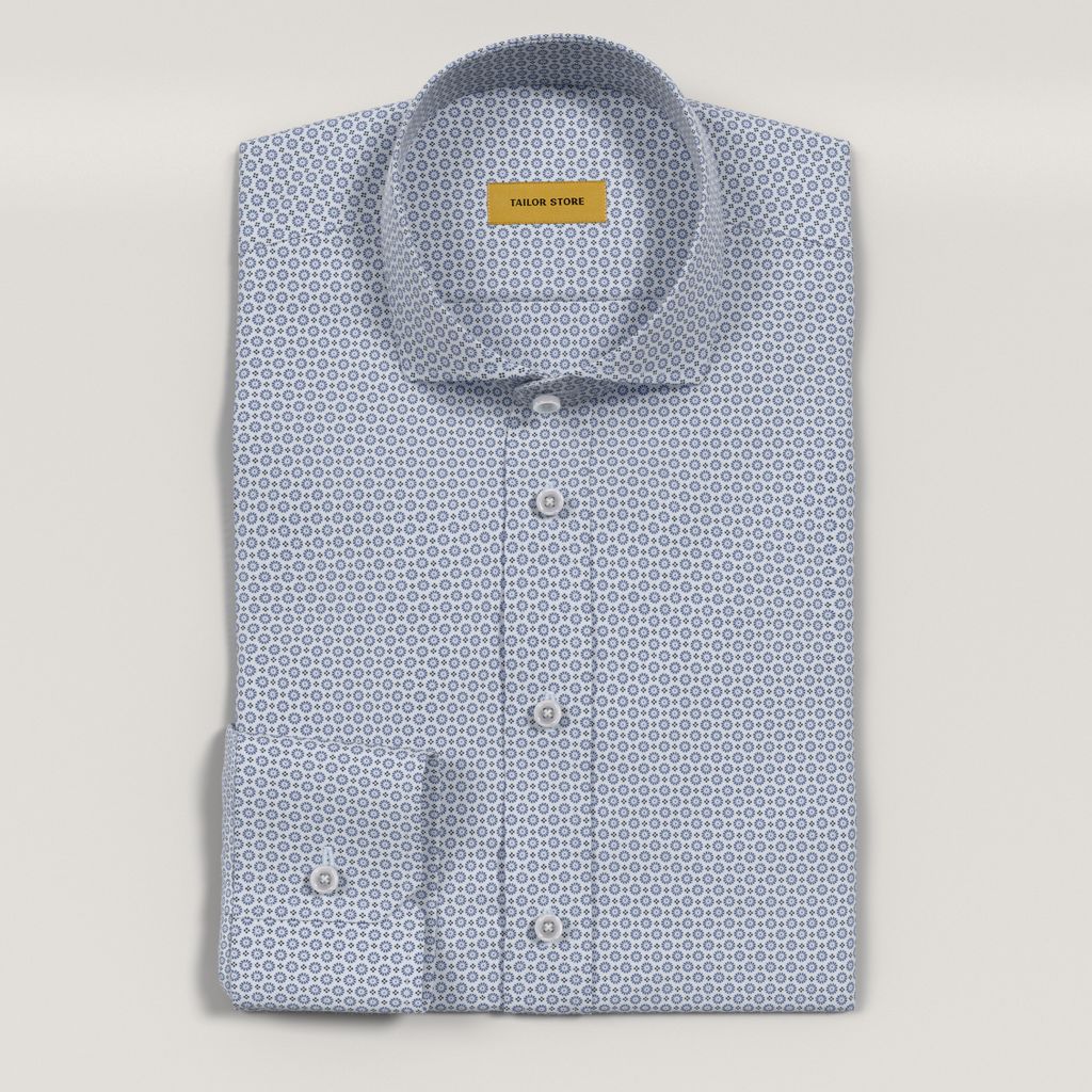 Chemise sur mesure en coton satiné bleu