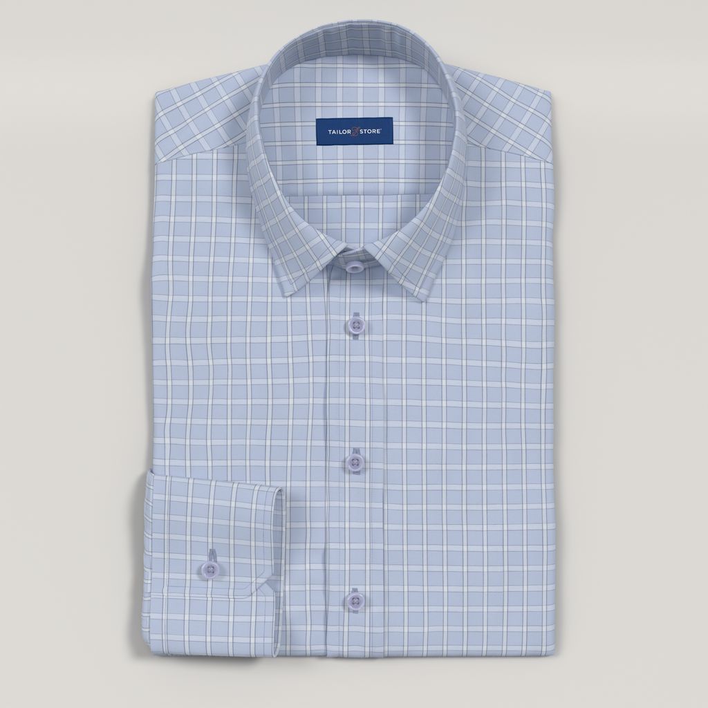 Chemise en coton bleu clair à carreaux pour homme