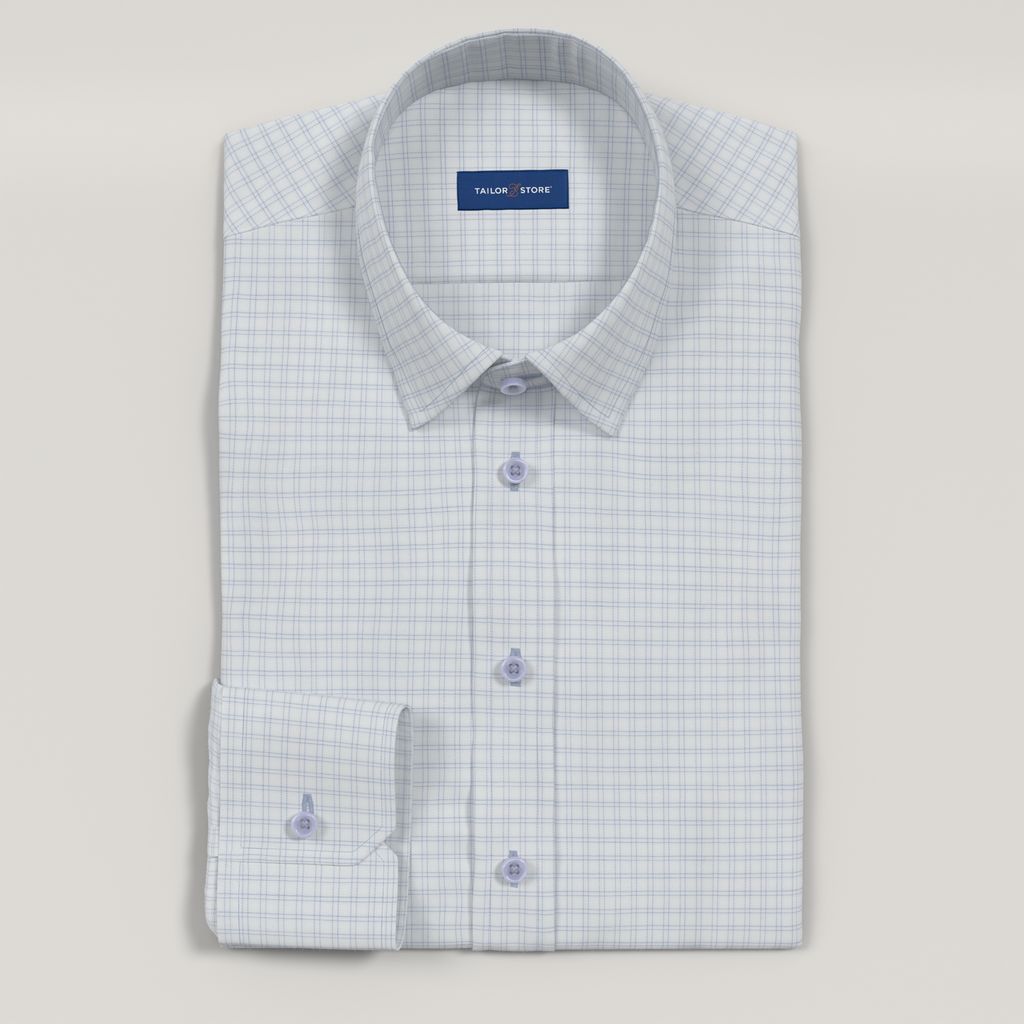 Chemise en coton personnalisée pour homme, blanche et bleu clair à motifs 