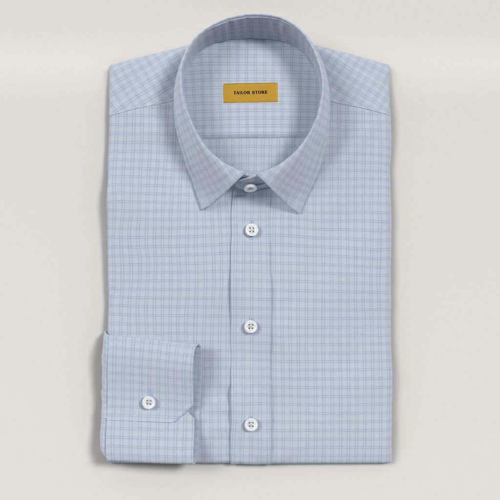 Men’s Custom Blue Patterned Cotton Shirt