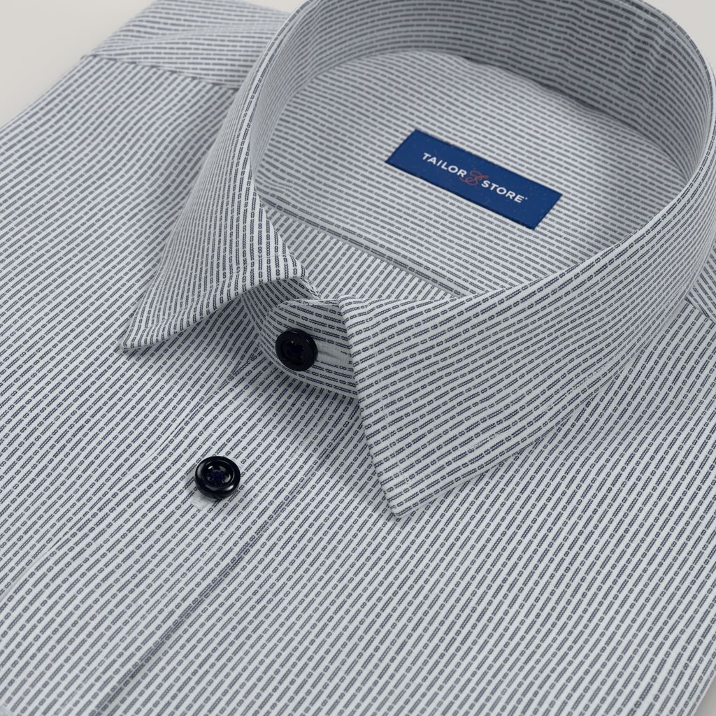 Navy patterned poplin business shirt