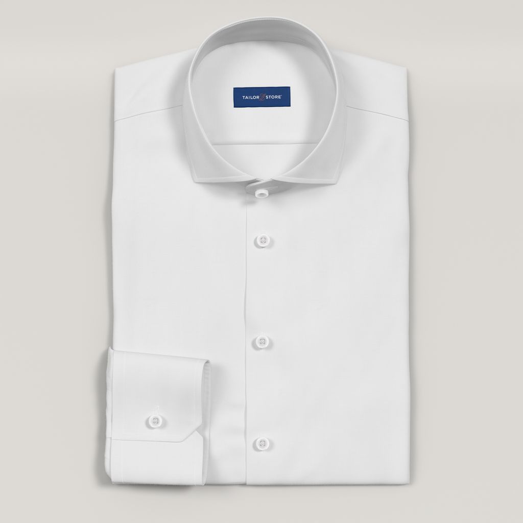 White stretch poplin business shirt