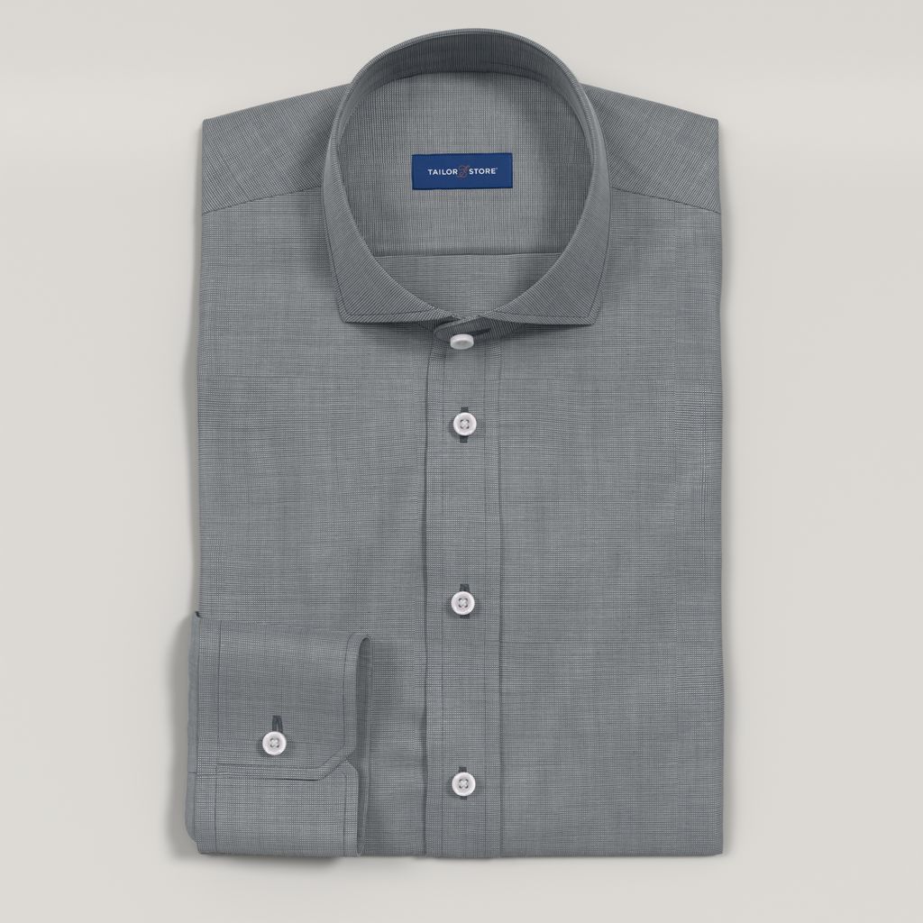 Mid gray plain weave business shirt