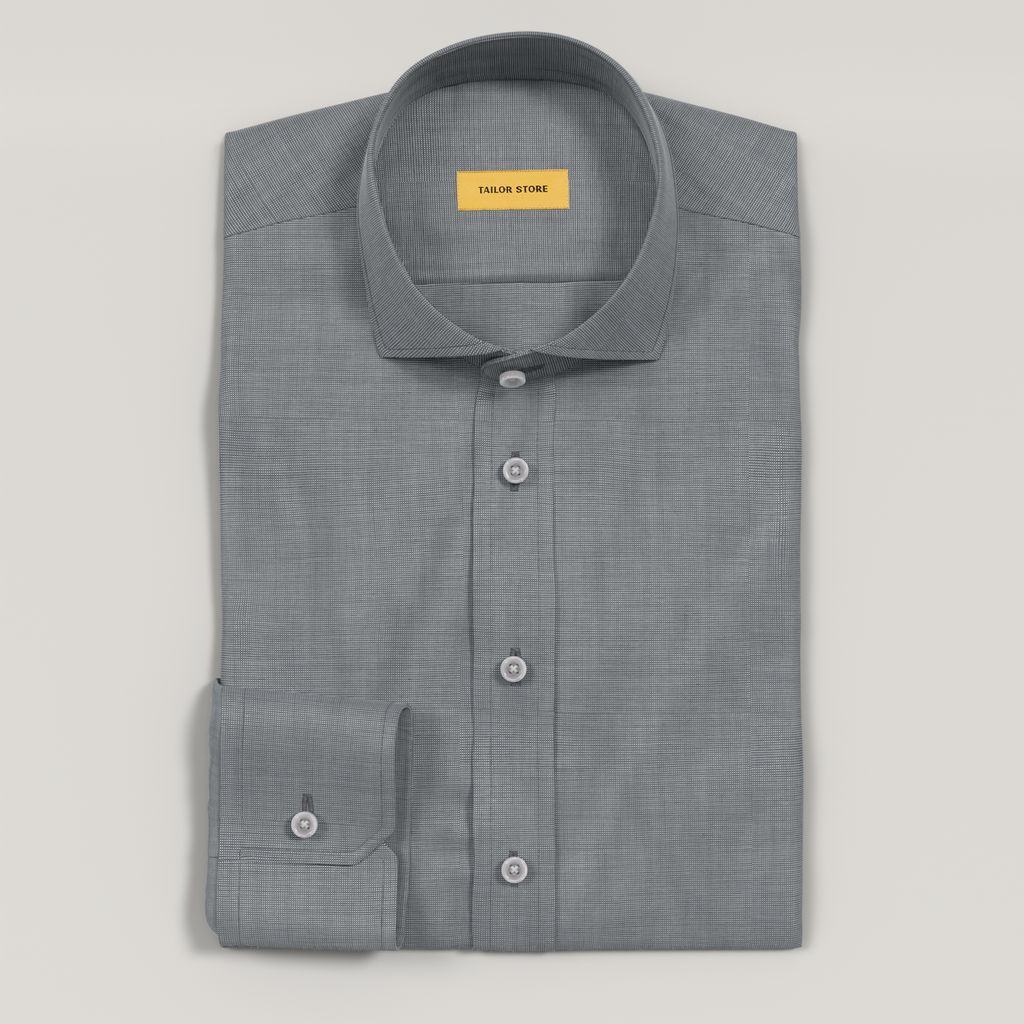 Mid gray plain weave business shirt