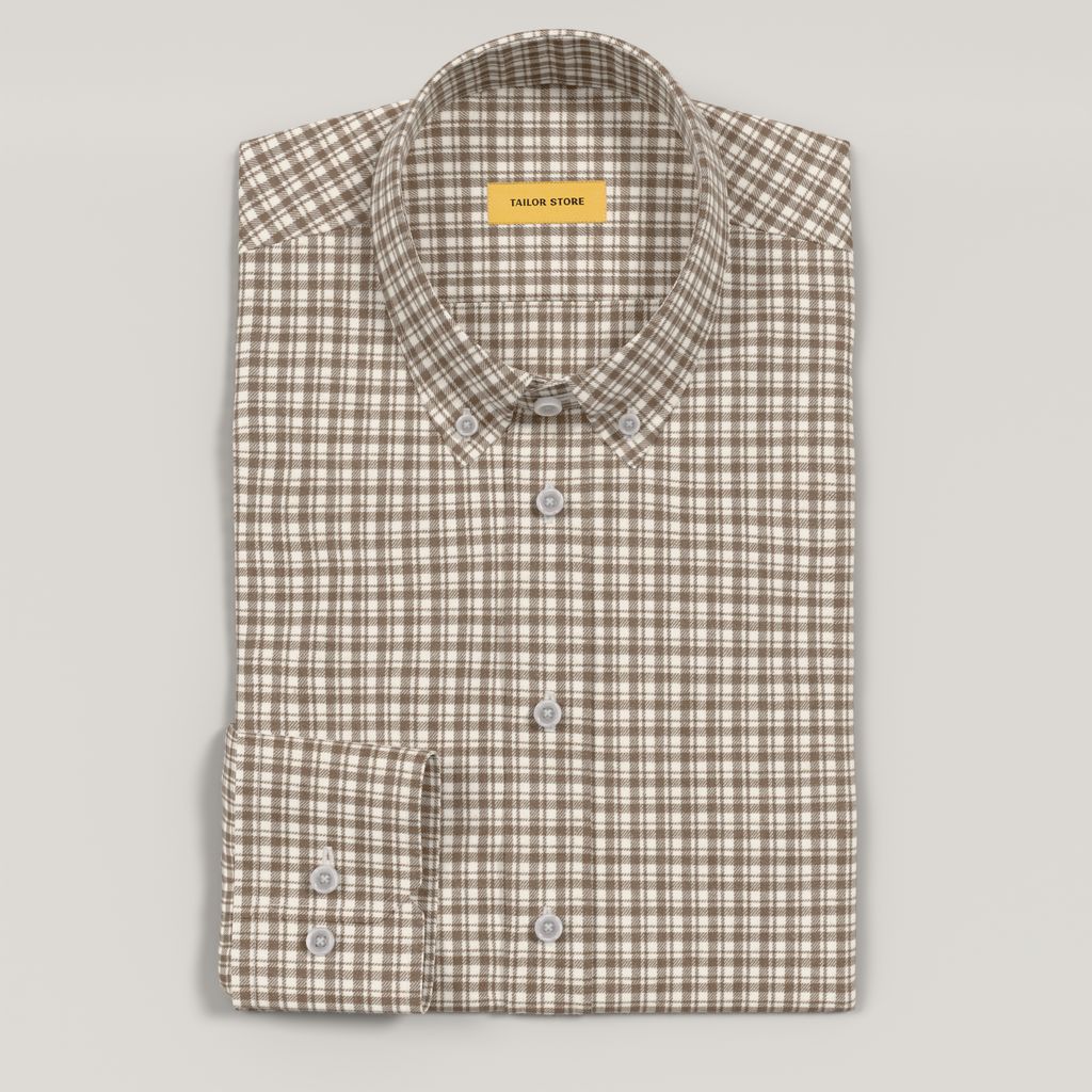 Hellbraunes kariertes Flanellhemd