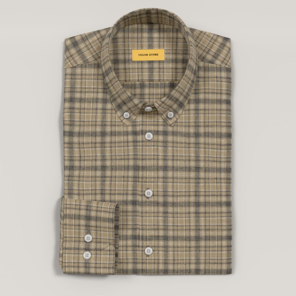 Black and beige checkered flannel shirt
