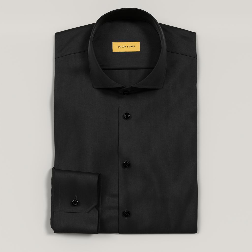 Chemise de business noire en sergé sans repassage