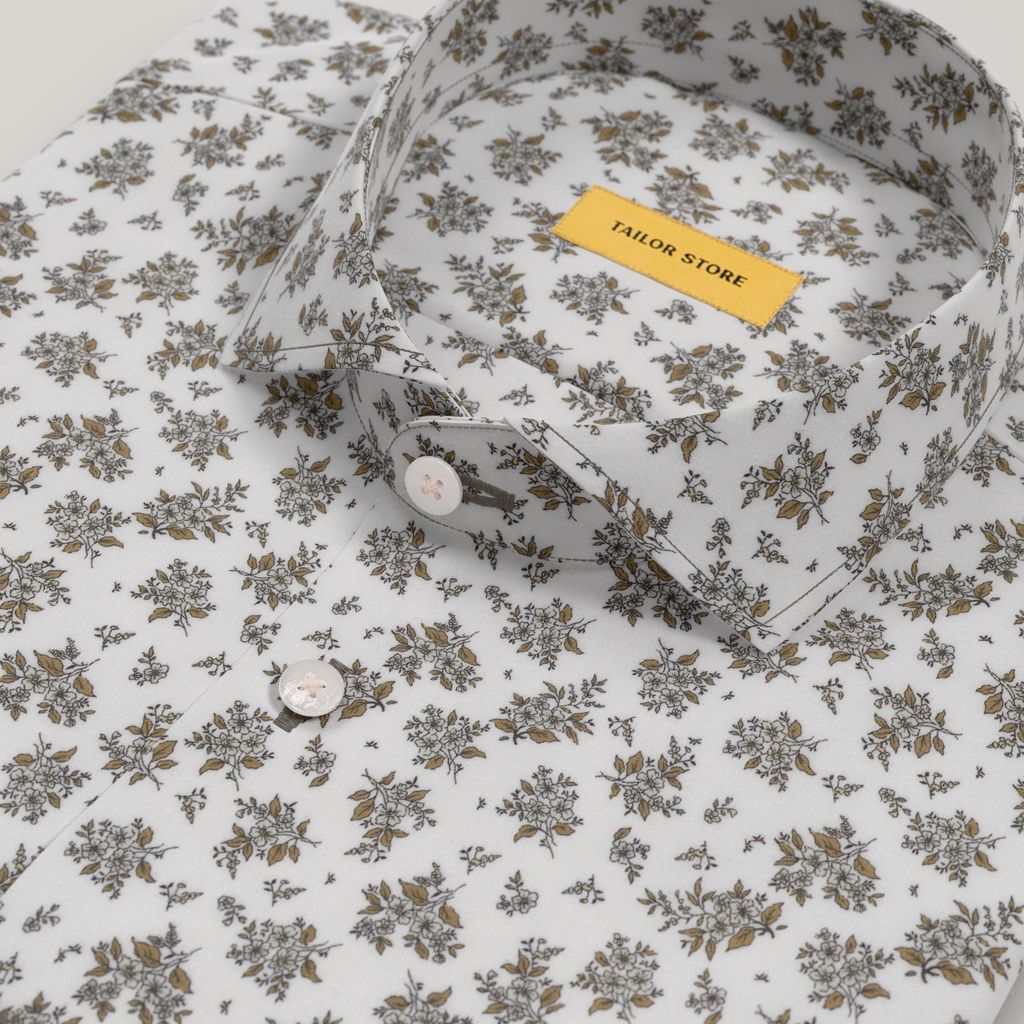 Chemise en satin floral marron