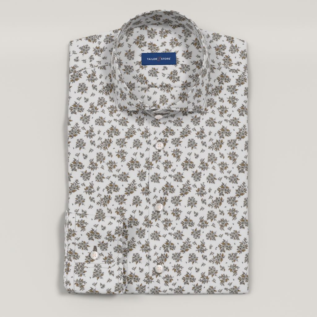Brown floral sateen shirt