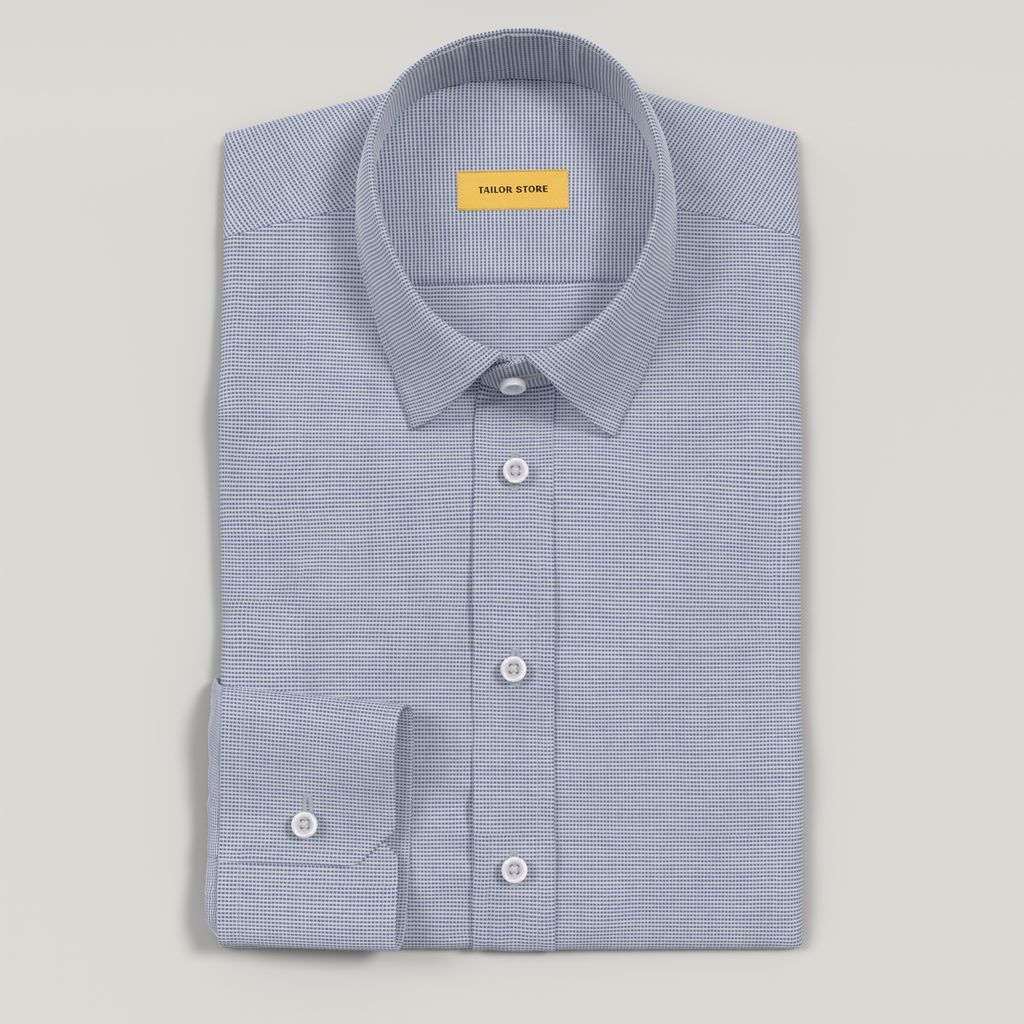 Mid blue stretch dobby easy iron shirt