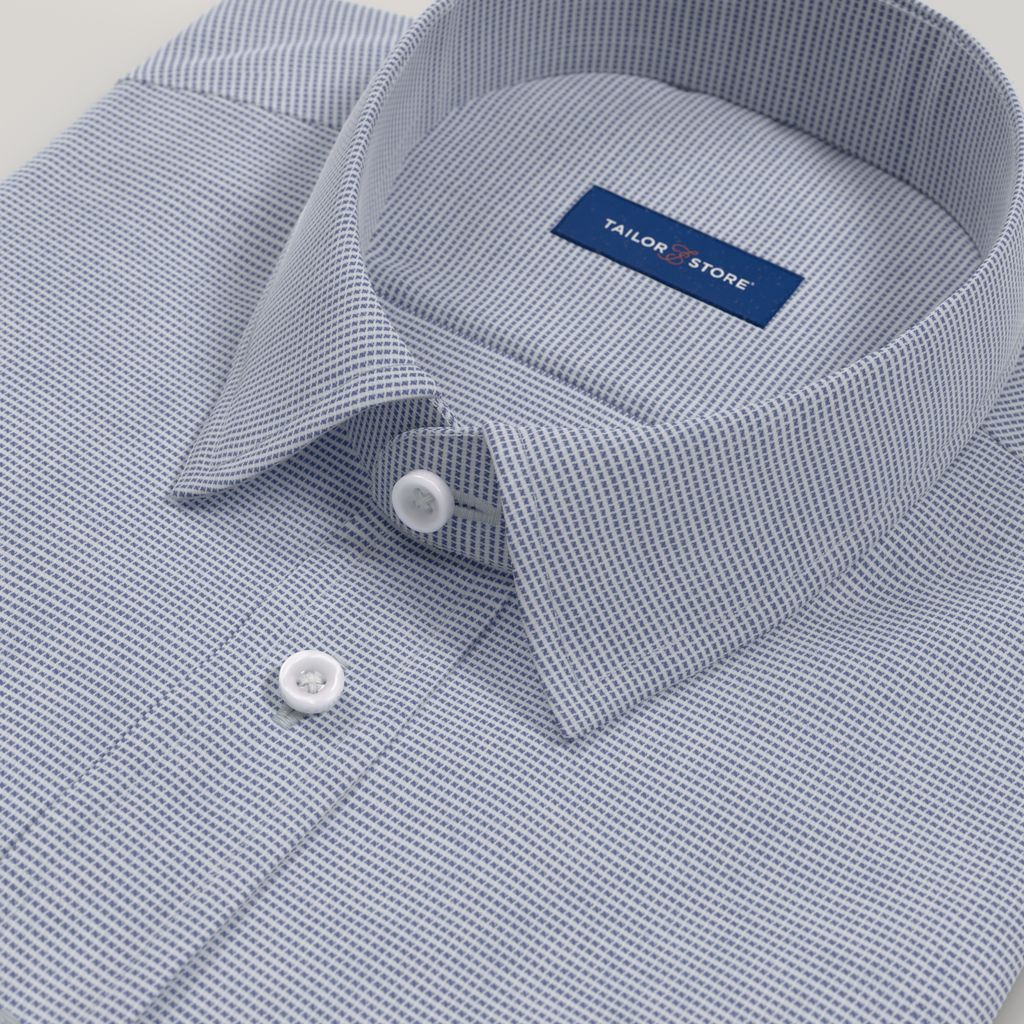 Mid blue stretch dobby easy iron shirt