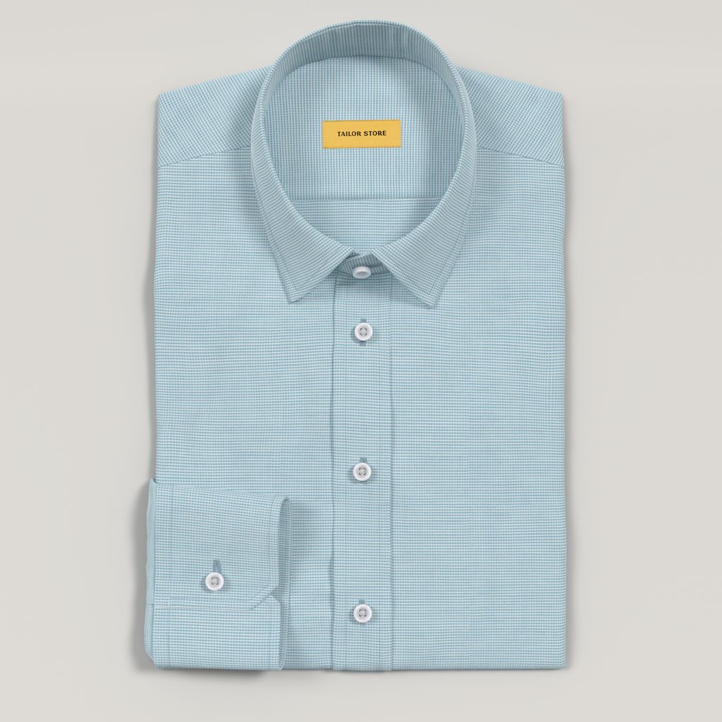 Chemise en dobby stretch bleu sarcelle, facile à repasser