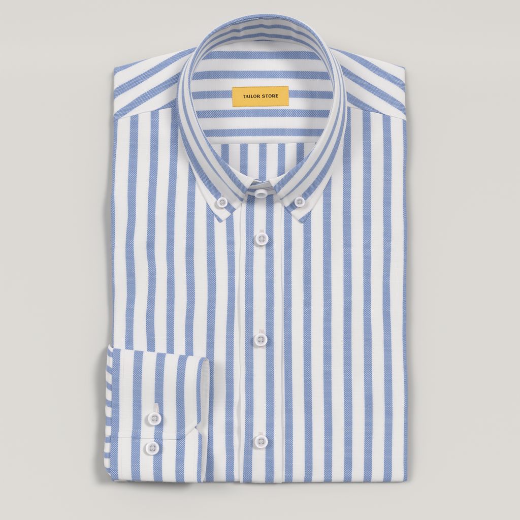 Light blue striped French oxford shirt