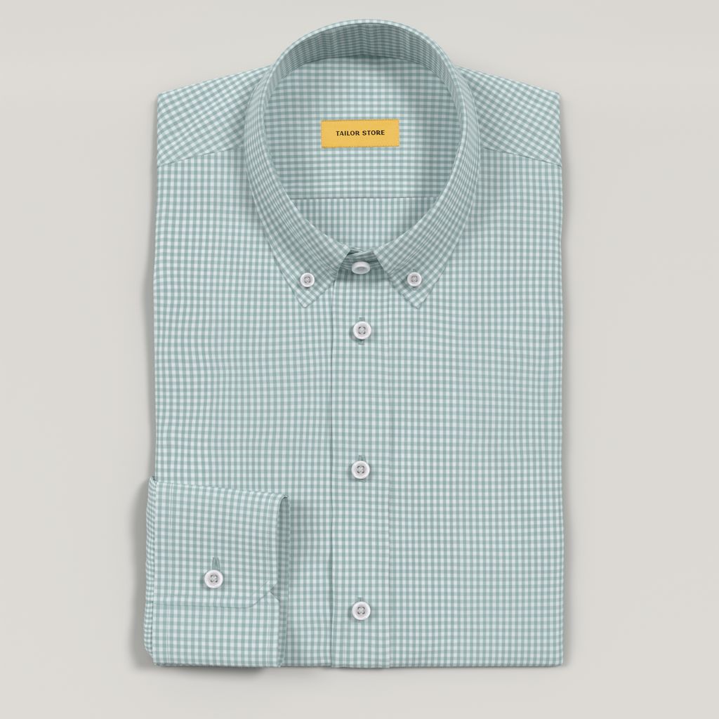 Chemise en popeline à carreaux bleu clair