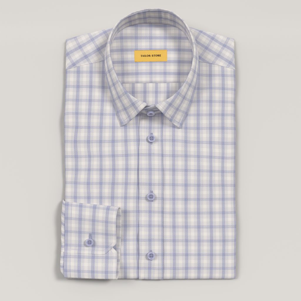 Light blue window pane plaid shirt