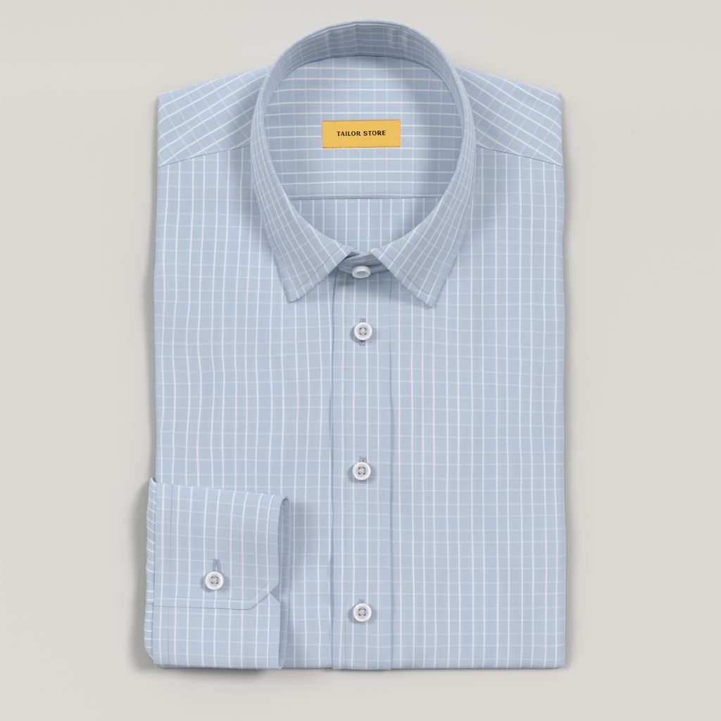 Chemise en sergé bleu clair facile à repasser