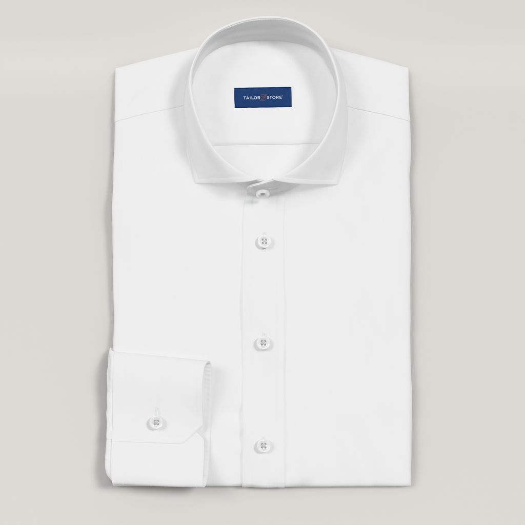 Camicia in twill a spina di pesce bianco easy iron