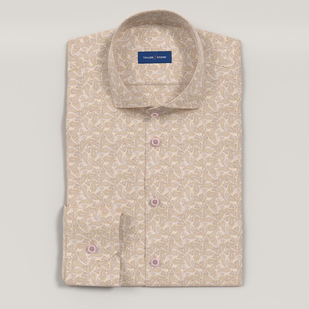 Purple and orange paisley sateen shirt