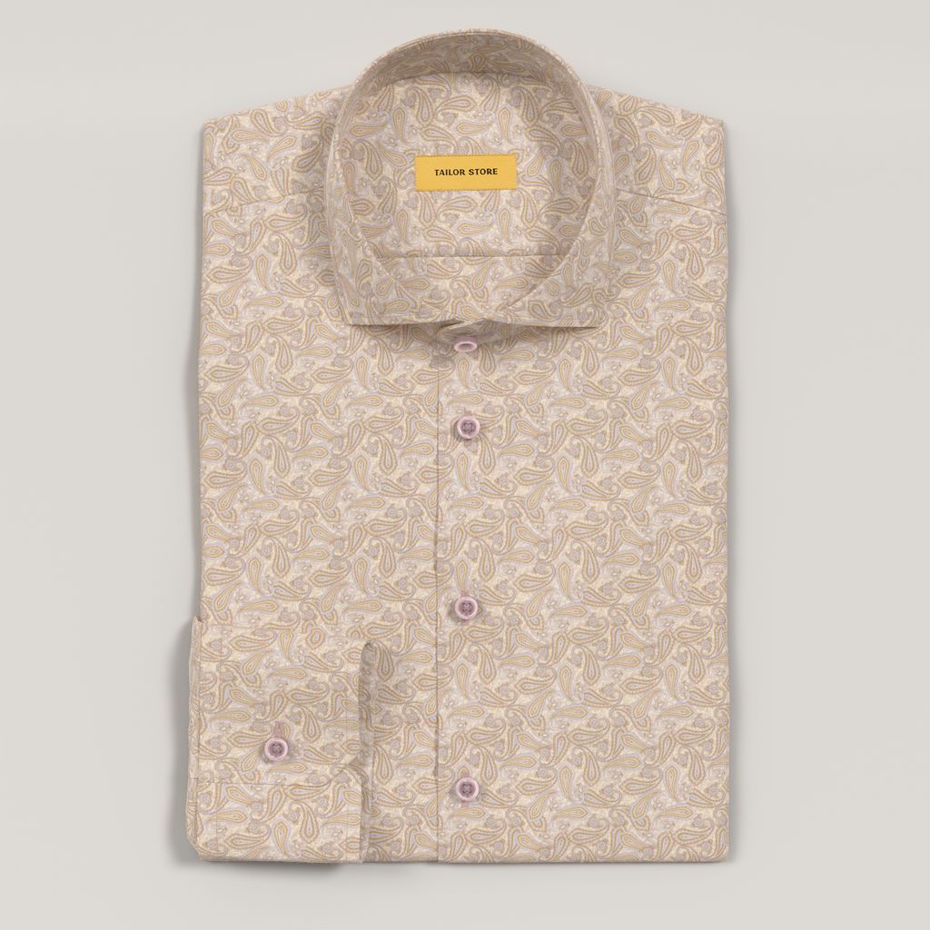 Chemise en satin à motif cachemire violet et orange