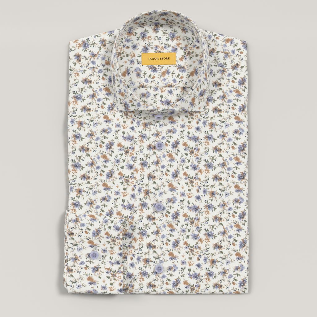 Lilla blomstret poplin skjorte