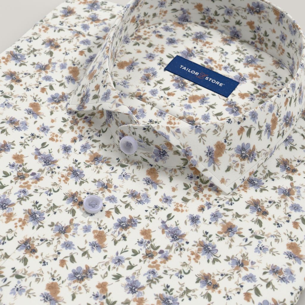 Purple floral satin weave shirt