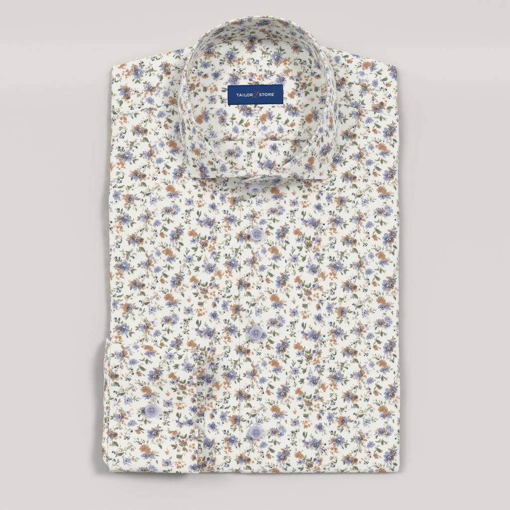 Purple floral satin weave shirt