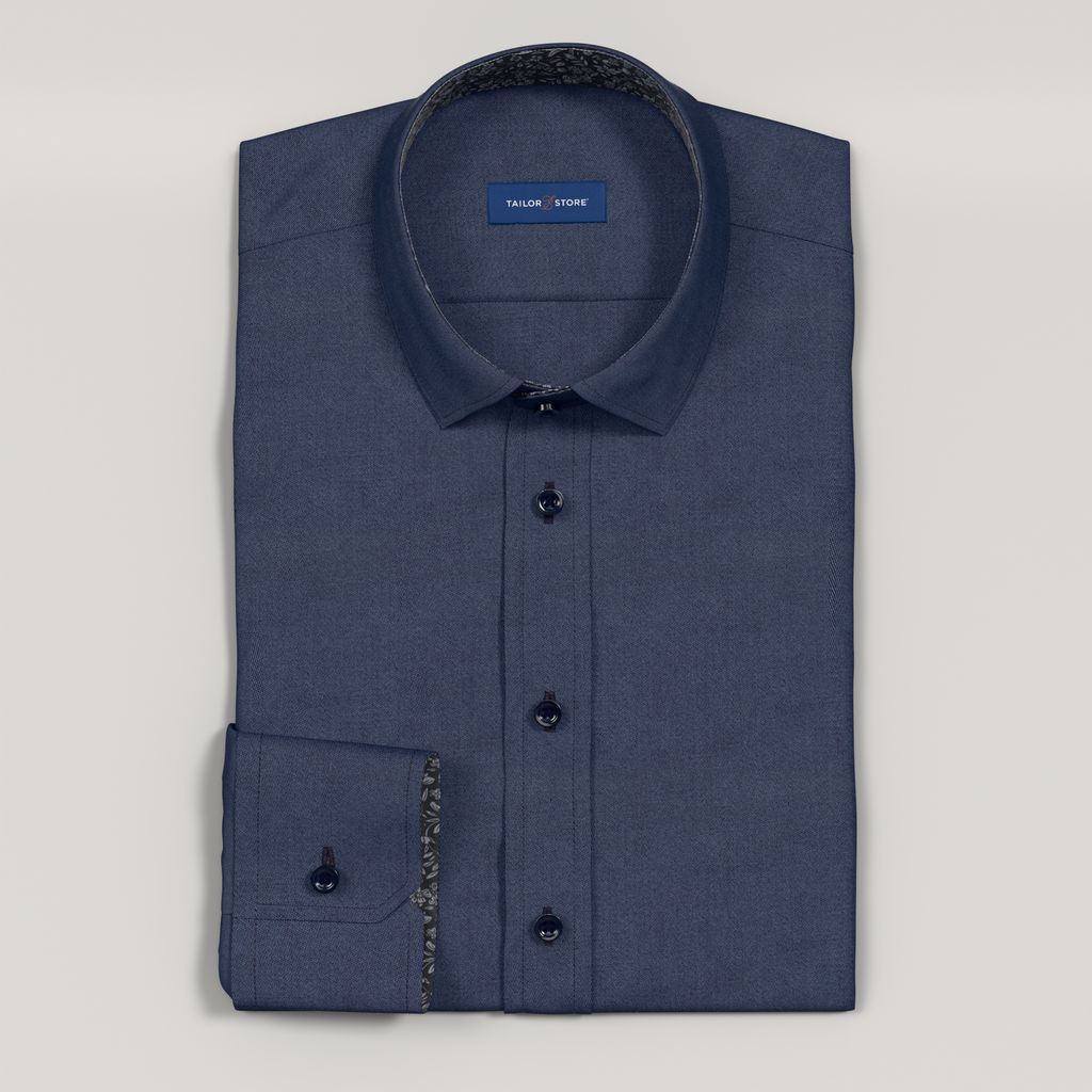 Navy dress shirt with navy floral contrast