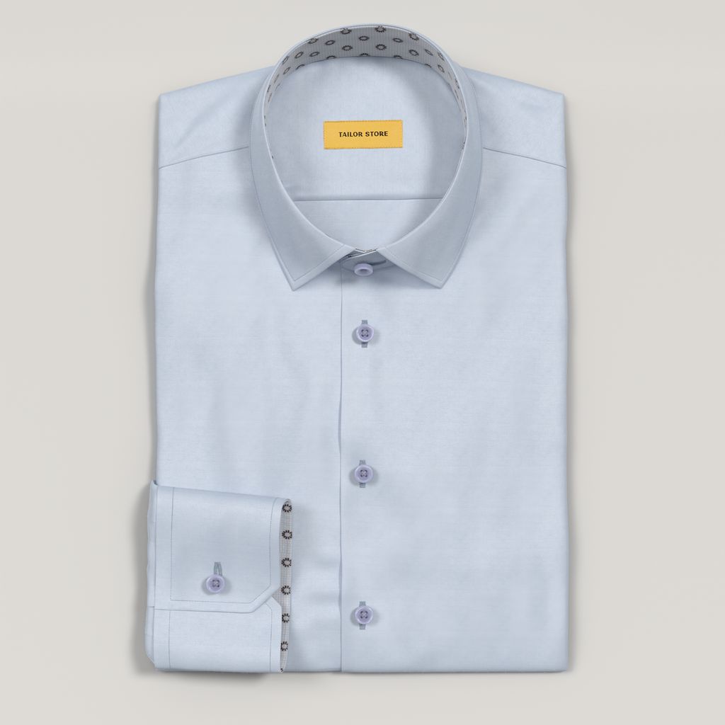 Lyseblå Oxford-skjorte med kontrast i blå og brun