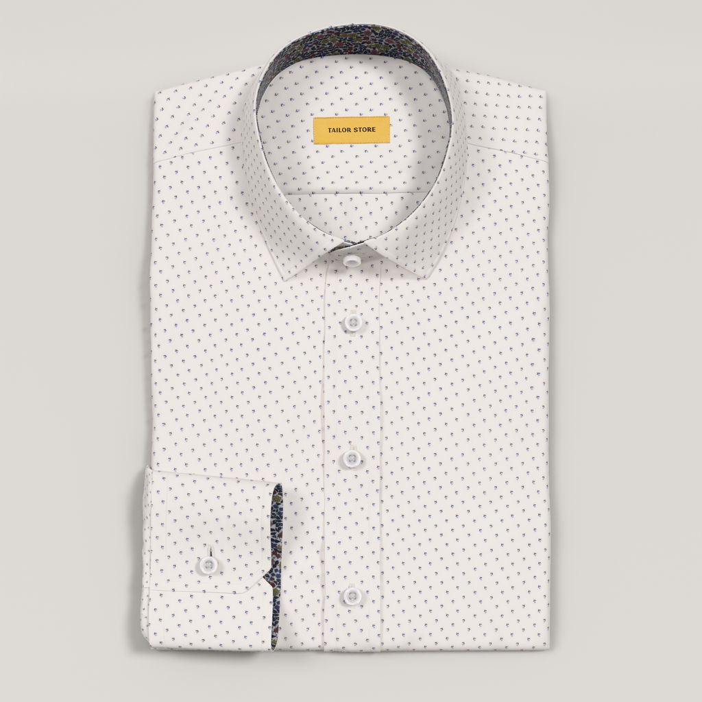 Vit blommig poplin-skjorta med flerfärgad blommig kontrast