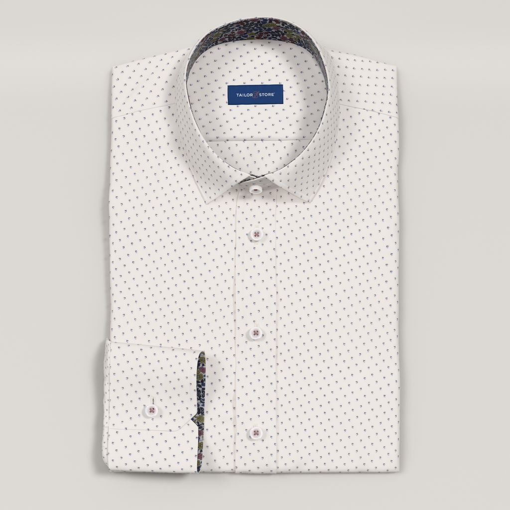 Chemise en popeline à motifs floraux blancs avec un contraste floral multicolore