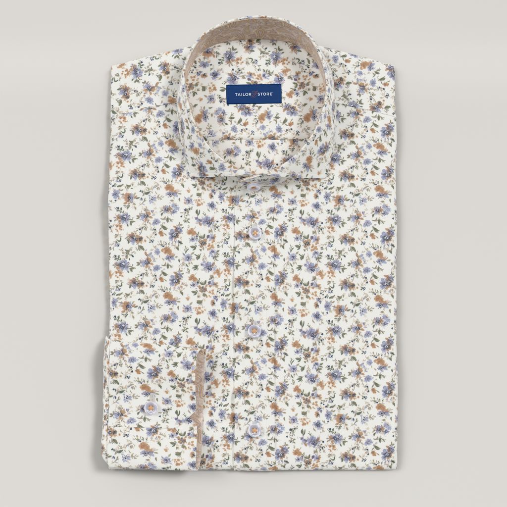 Purple floral dress shirt with paisley contrast