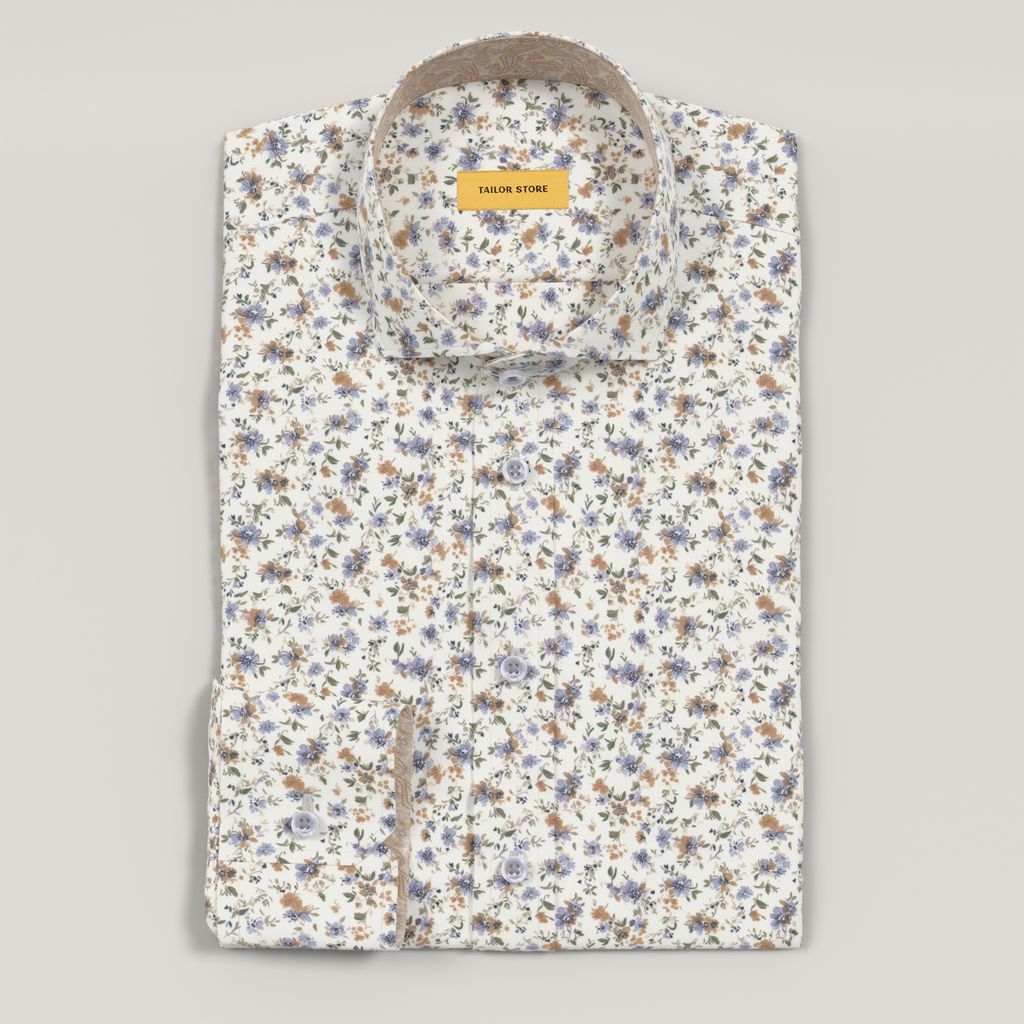 Purple floral dress shirt with paisley contrast