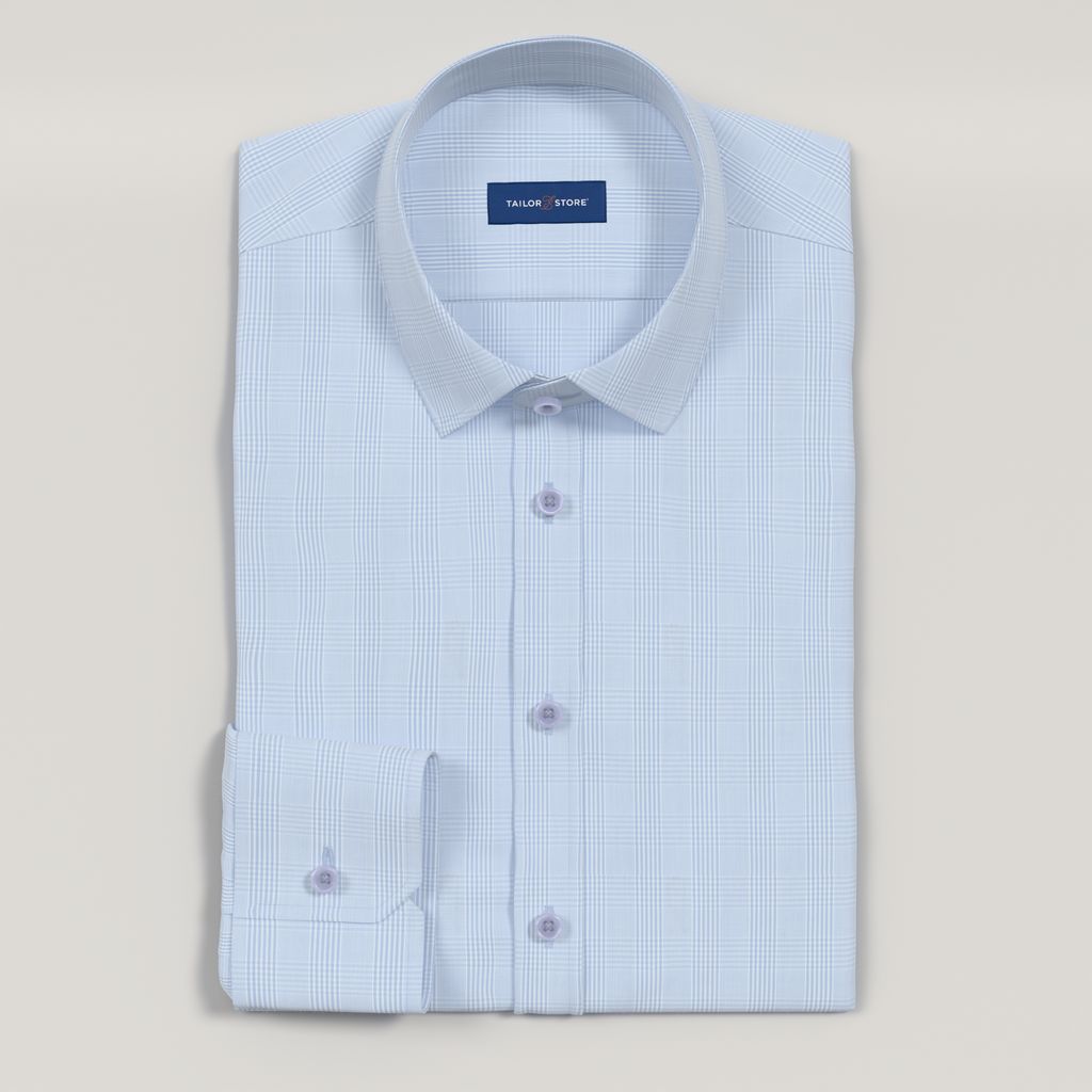 Hellblauer Glencheck-Twill
